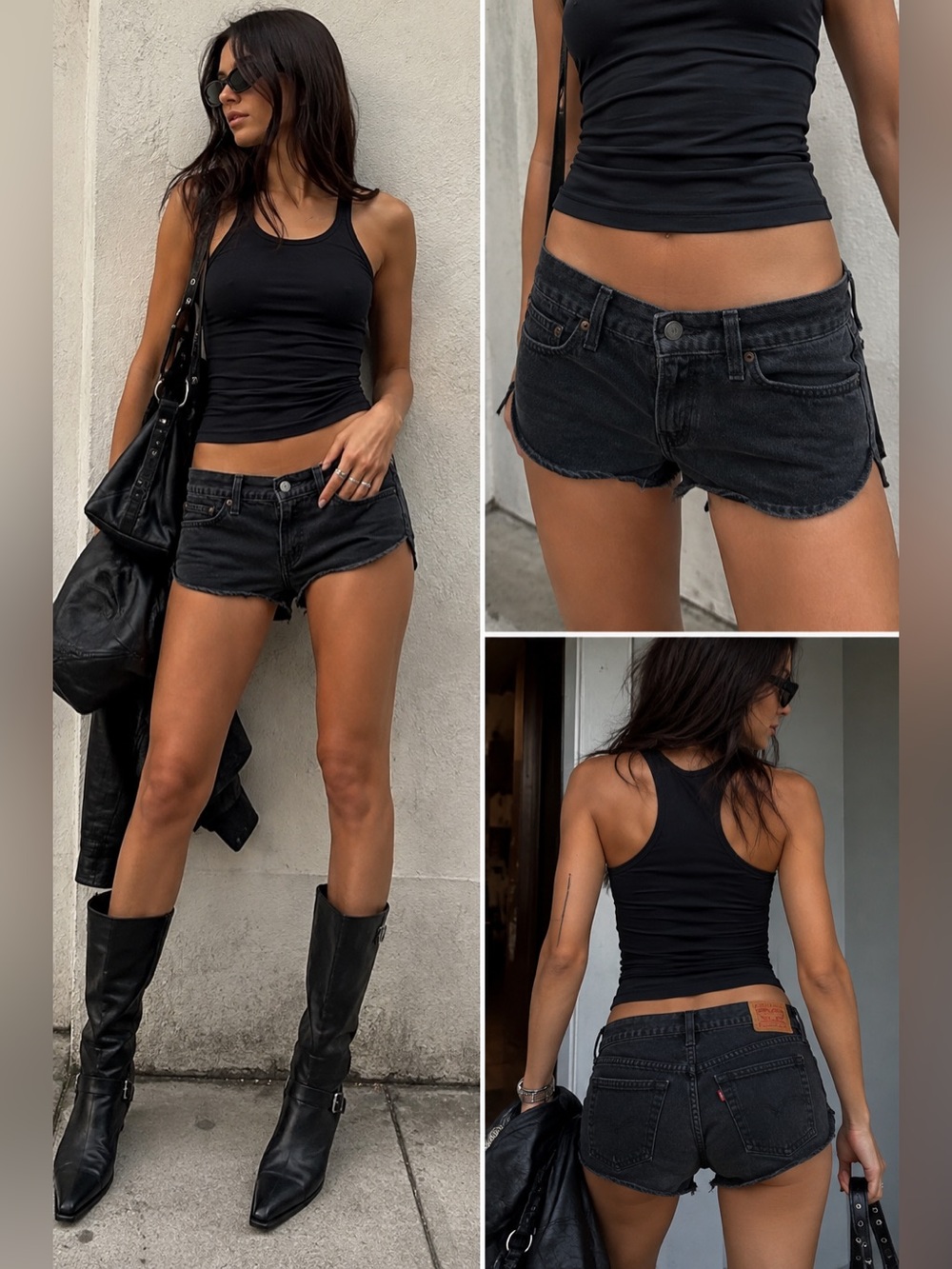 Levi’s super low Black Denim  Cutoff Shorts size 27 grunge